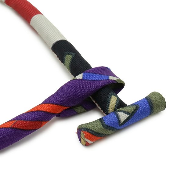 HERMES Petite H Bride de Soie Choker Necklace Bracelet 100% Silk Multicolor